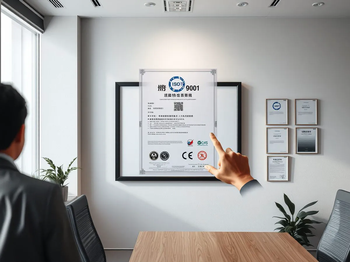 ISO 9001质量管理体系认证证书展示
